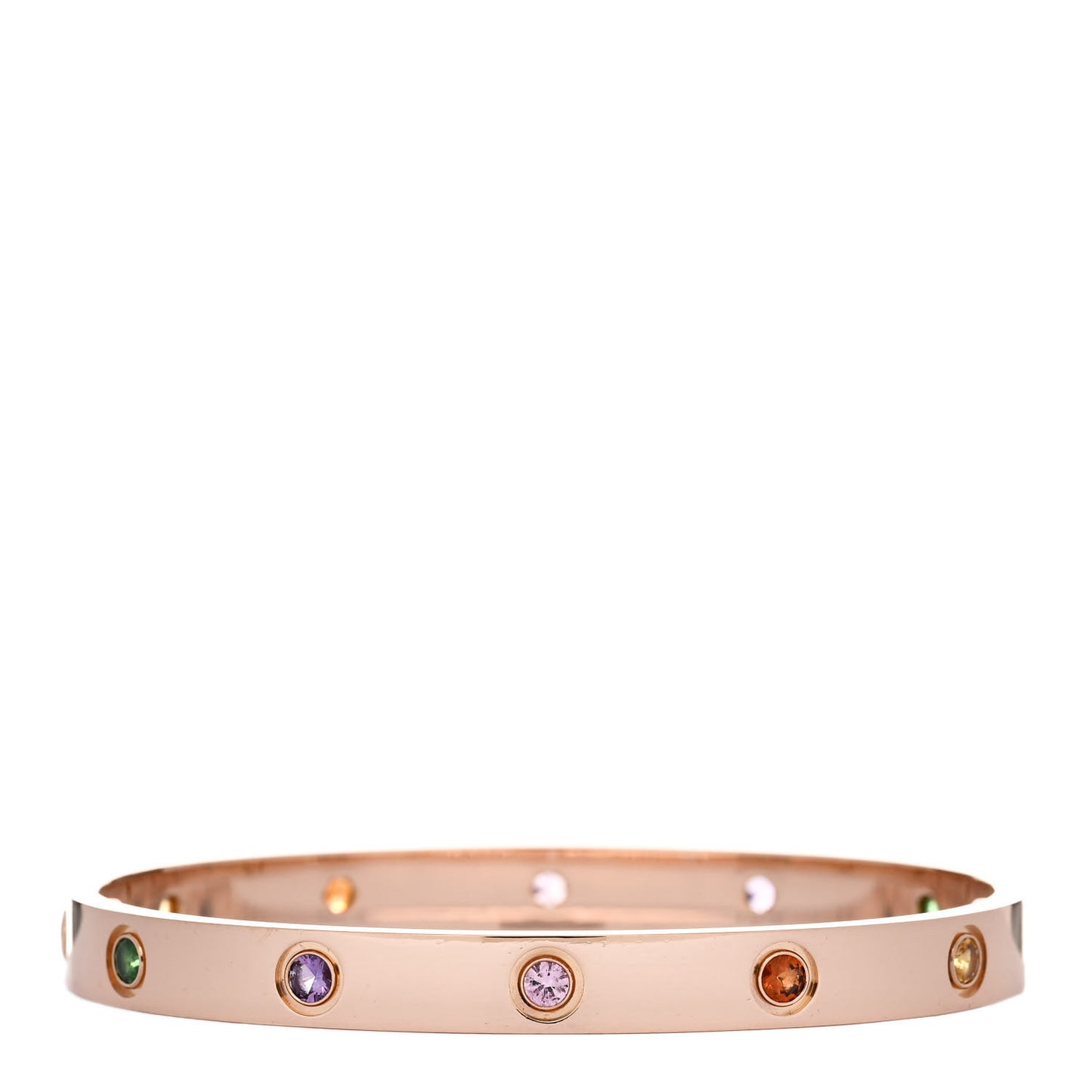 18K Pink Gold Sapphire Garnet Amethyst LOVE Bracelet 17