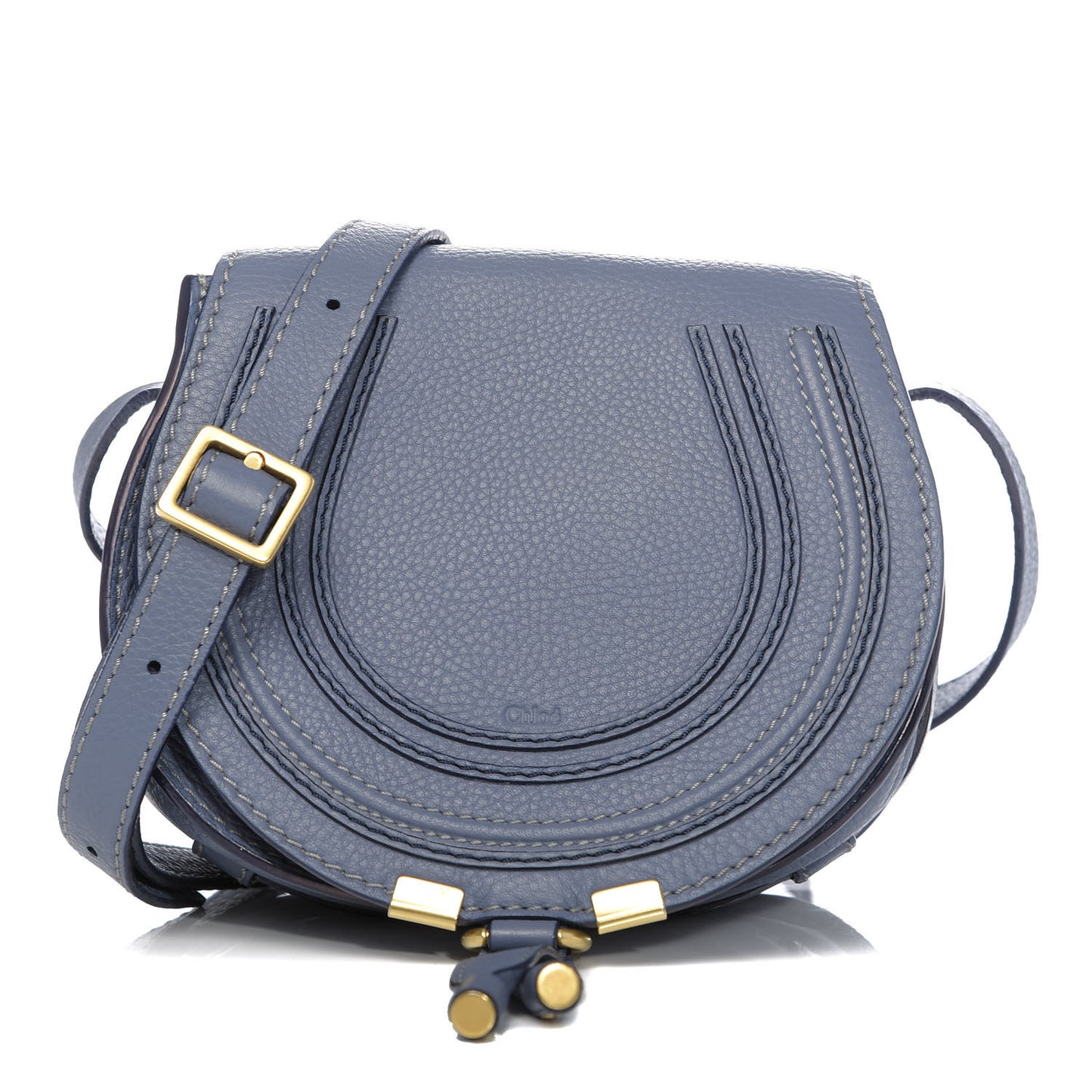 Calfskin Mini Marcie Round Crossbody Bag Street Blue