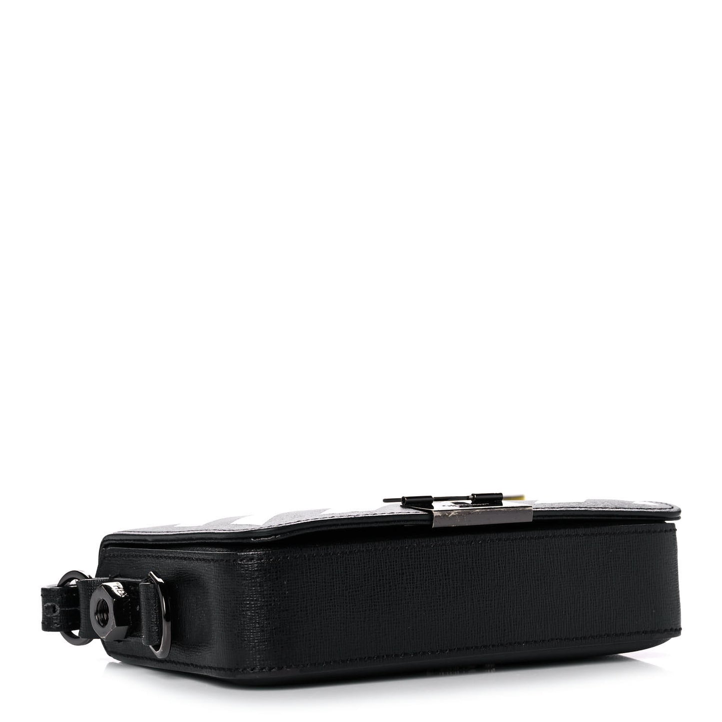 Saffiano Striped Mini Diag Binder Clip Bag Black White Yellow