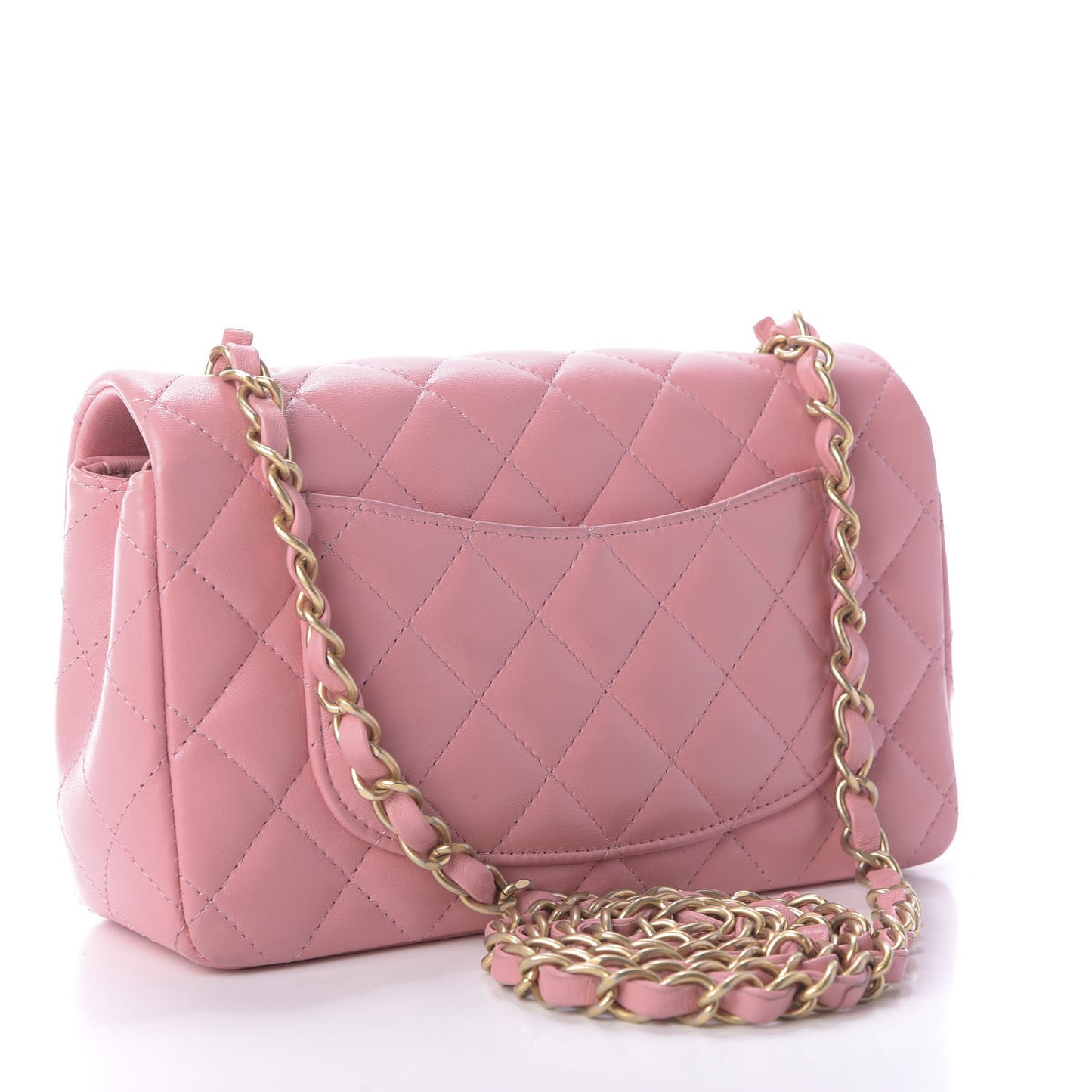 Lambskin Quilted Mini Rectangular Flap Pink