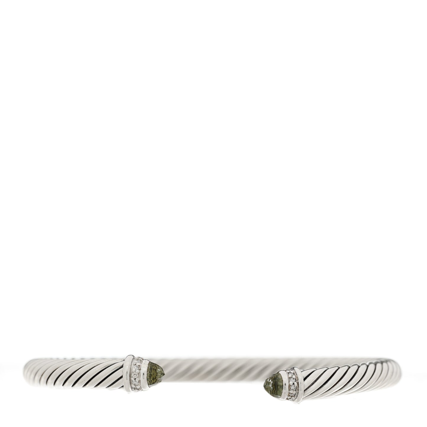 Sterling Silver Diamond Prasiolite 5mm Cable Classics Princess Bracelet