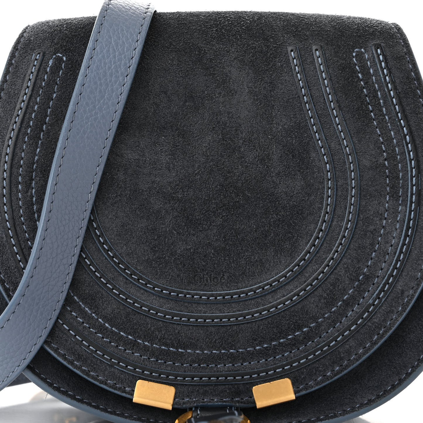 Suede Small Marcie Saddle Bag Graphite Navy