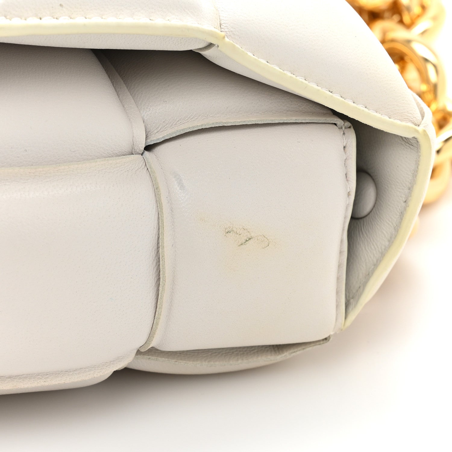 Bottega Veneta Lambskin Maxi Intreccio Padded Chain Cassette Crossbody Bag White 11 of 15
