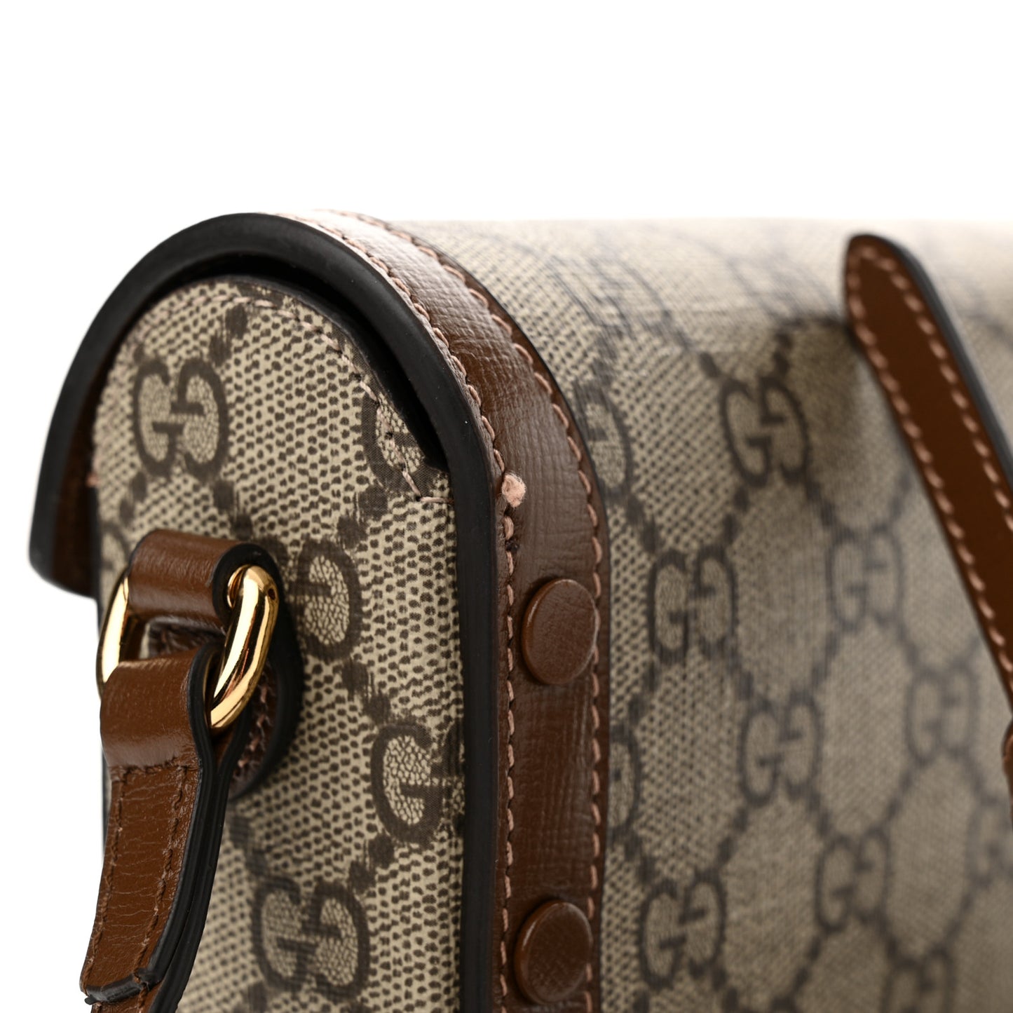 GG Supreme Monogram Mini Horsebit 1955 Shoulder Bag Beige Brown Sugar