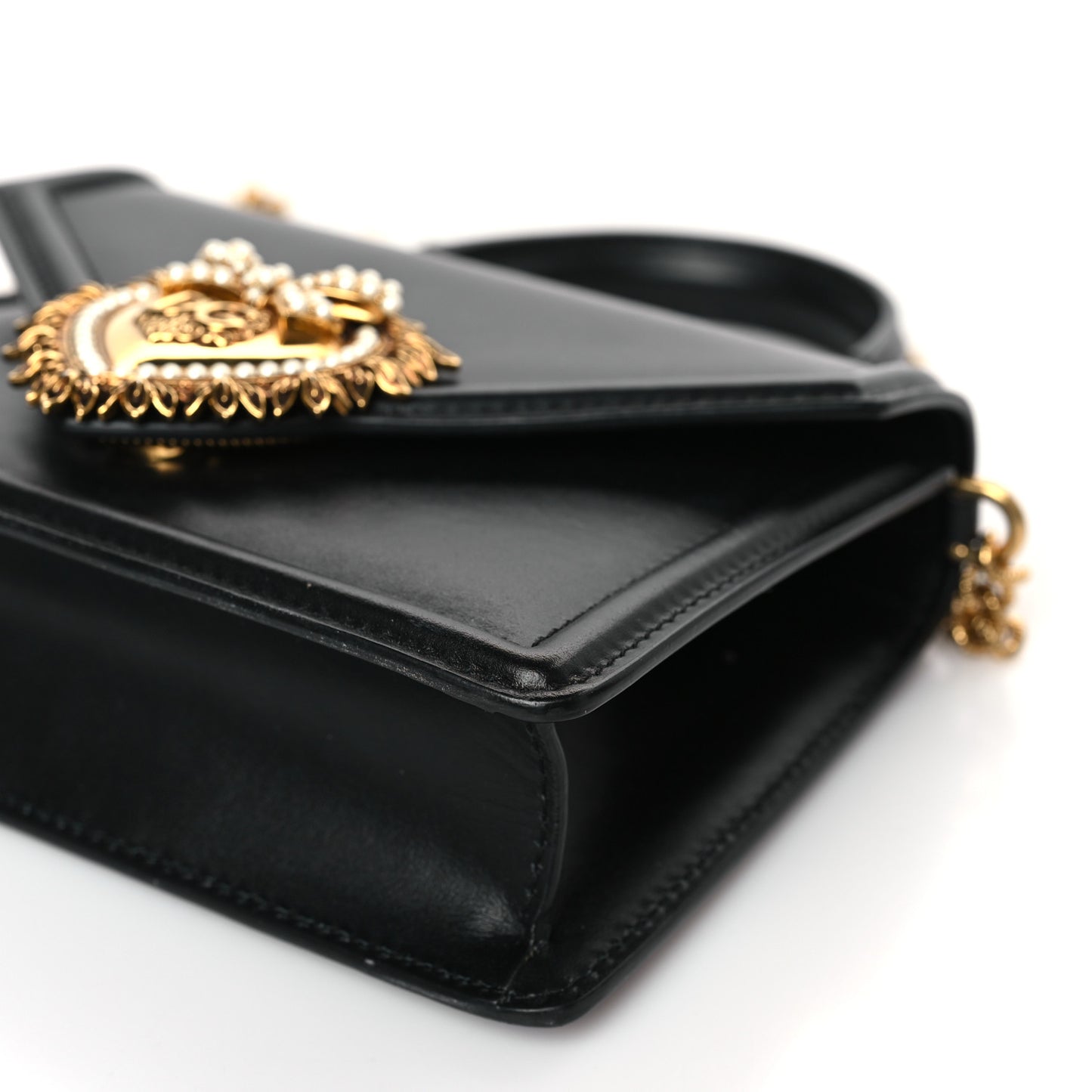 Smooth Calfskin Small Devotion Envelope Top Handle Bag Black