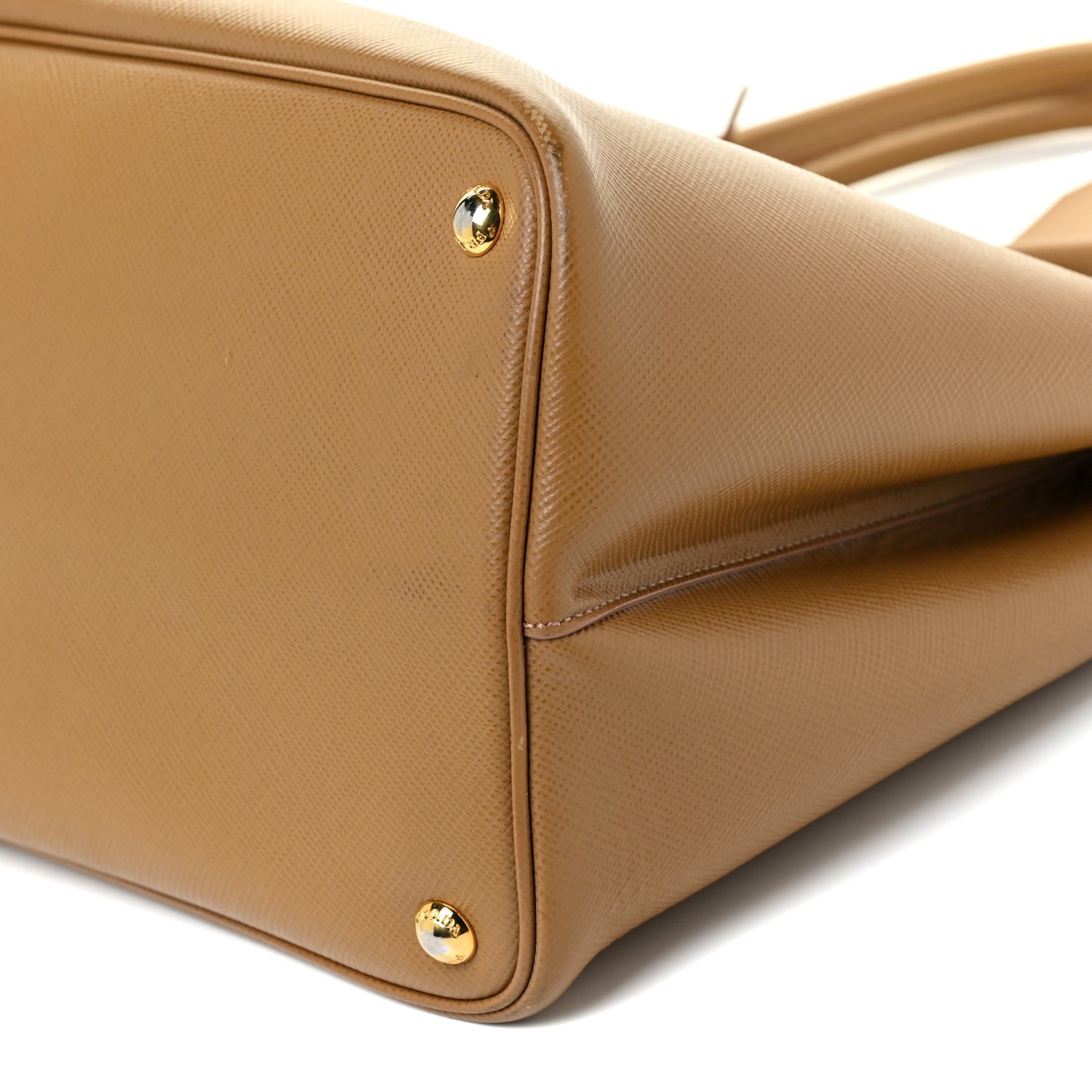 Saffiano Cuir Medium Double Bag Caramel Fuoco