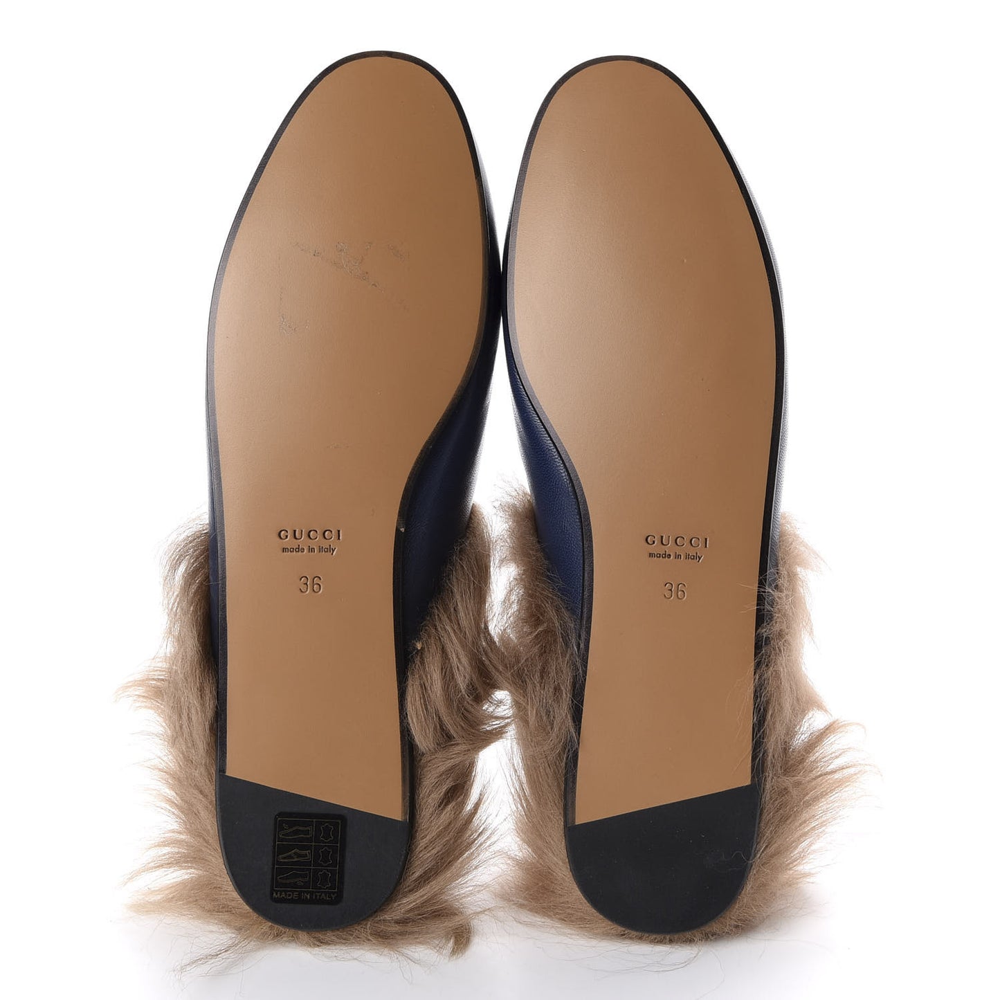 Malaga Kid Fur Womens Princetown Slippers 36.5 Blue Agata
