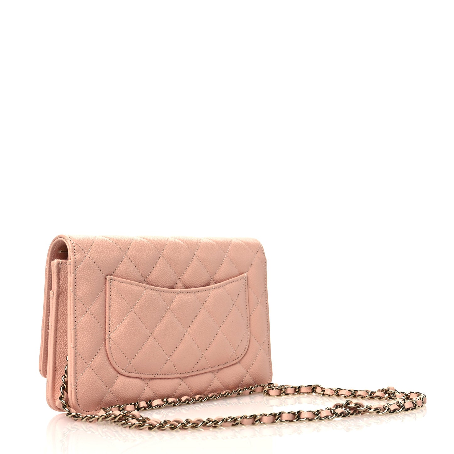 Caviar Quilted Wallet On Chain WOC Light Pink