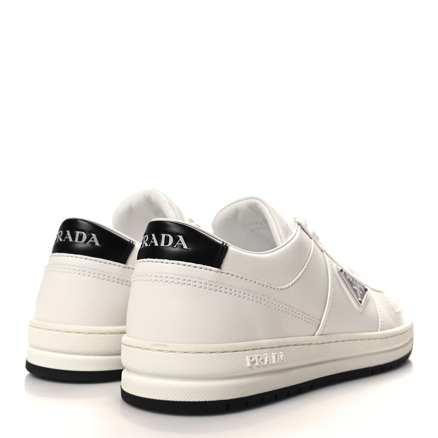 Prada Vitello Rois Triangle Womens Downtown Low Top 30mm Sneakers 41 White Black 4 of 10