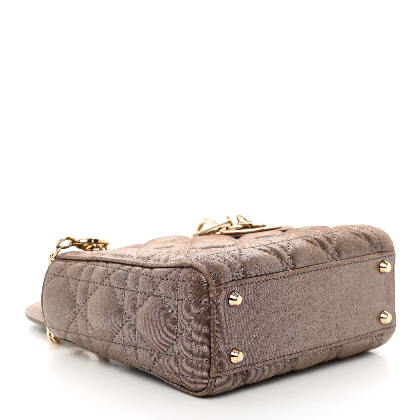 Metallic Calfskin Cannage Mini Lady Dior Brown