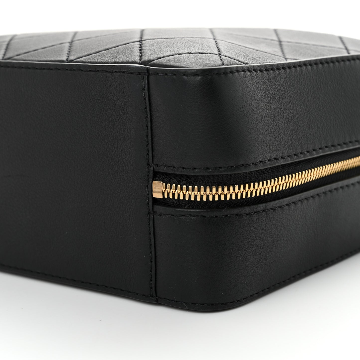 Calfskin Quilted Travel Kit Vanity Case Black