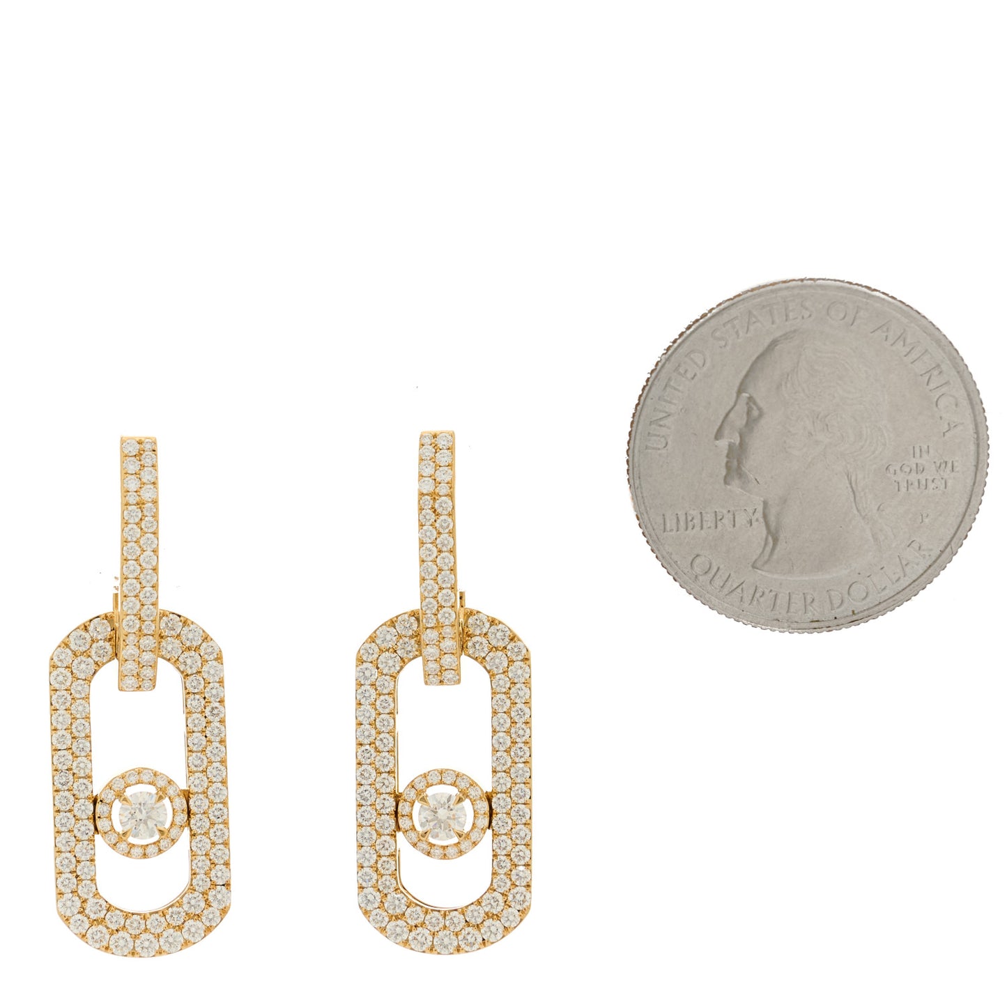 18K Yellow Gold Diamond XL So Move Pave Pendant Earrings