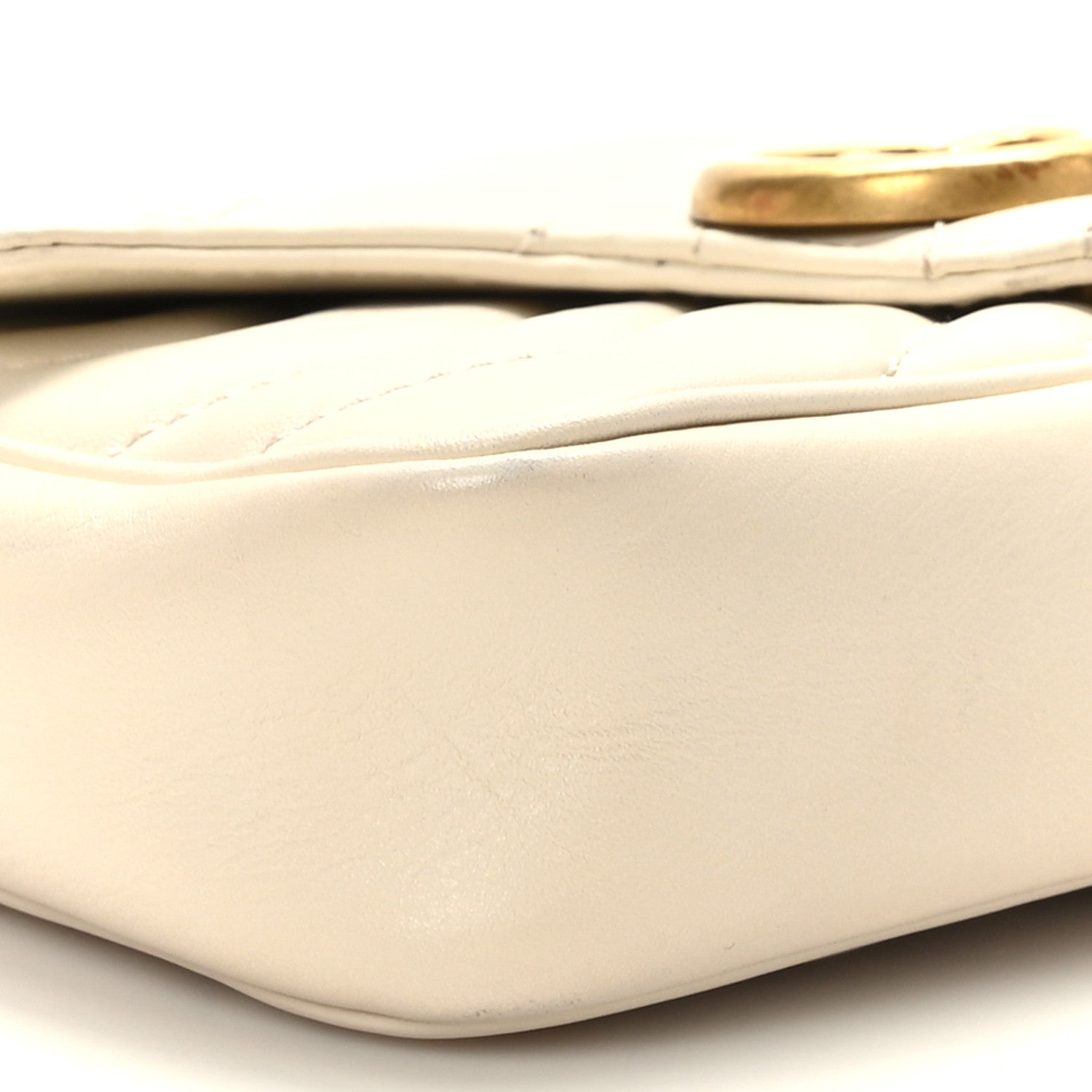 Gucci Calfskin Matelasse Super Mini GG Marmont Shoulder Bag White 8 of 10