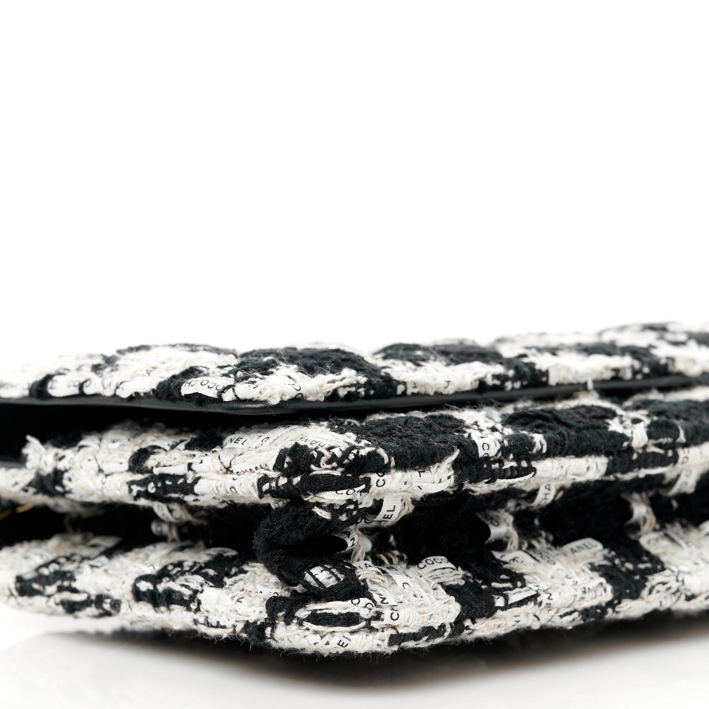 Tweed Quilted Wallet On Chain WOC Black Ecru White