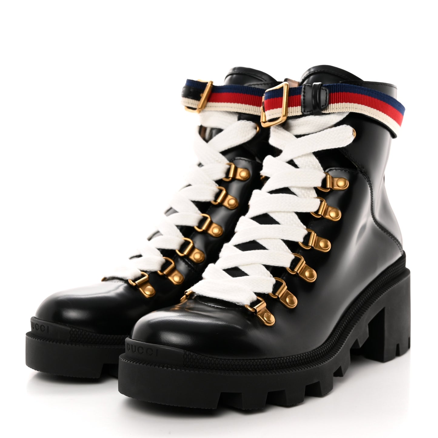 Calfskin Sylvie Web Womens Lace Up Combat Boots 37 Black