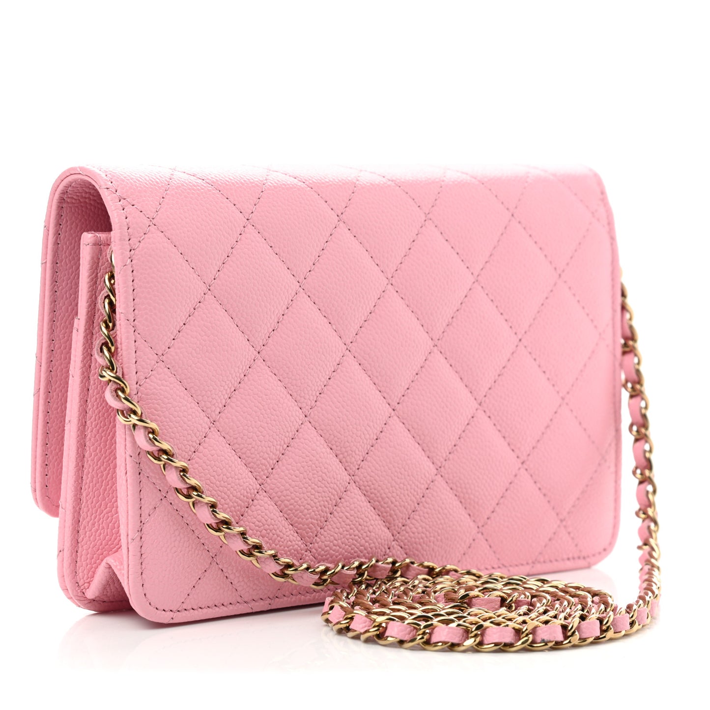 Caviar Quilted Chain CC Wallet On Chain WOC Pink