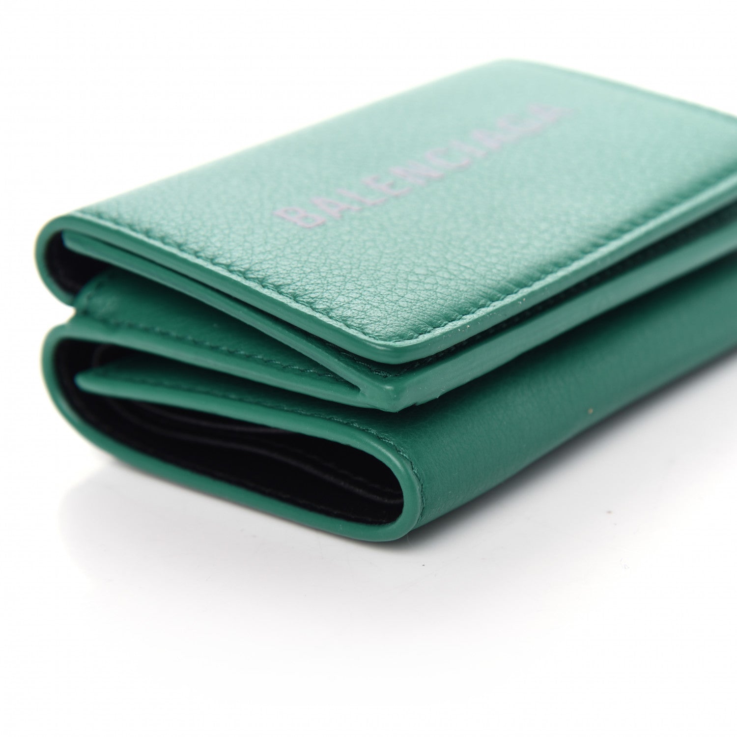 Balenciaga Smooth Calfskin Double Sided Logo Mini Everyday Wallet Green Black 8 of 10