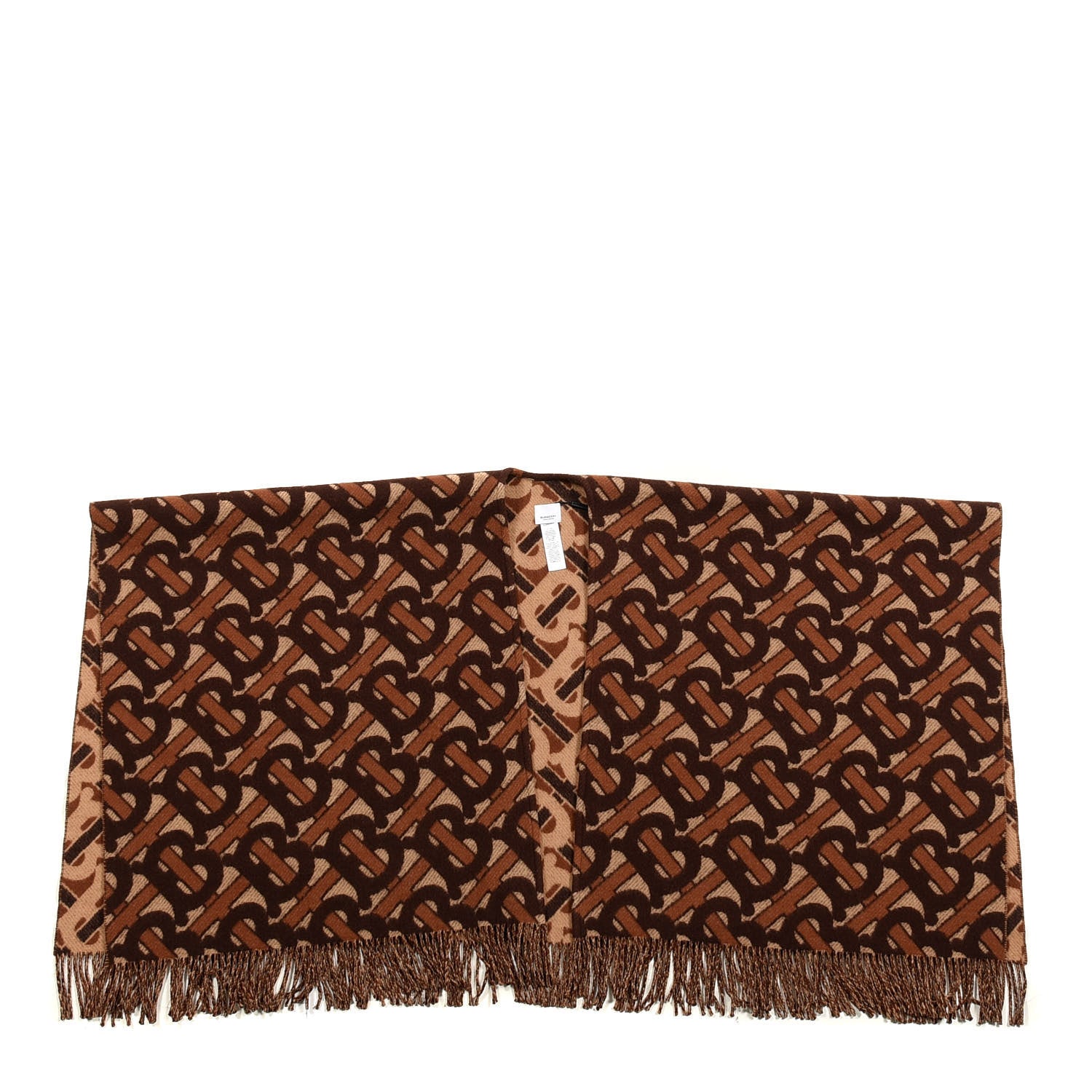 Burberry Merino Wool Cashmere Monogram Cape Scarf Scarf Dark Mocha 1 of 3