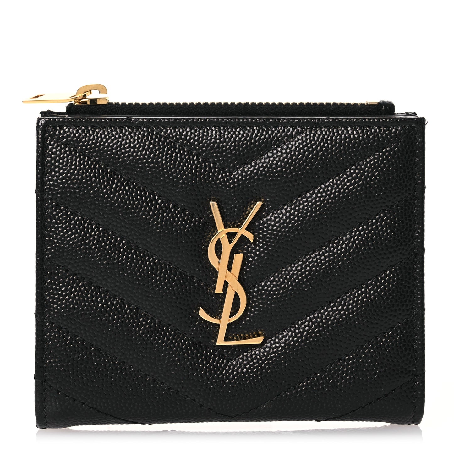 Grain De Poudre Matelasse Chevron Monogram Zipped Card Case Black