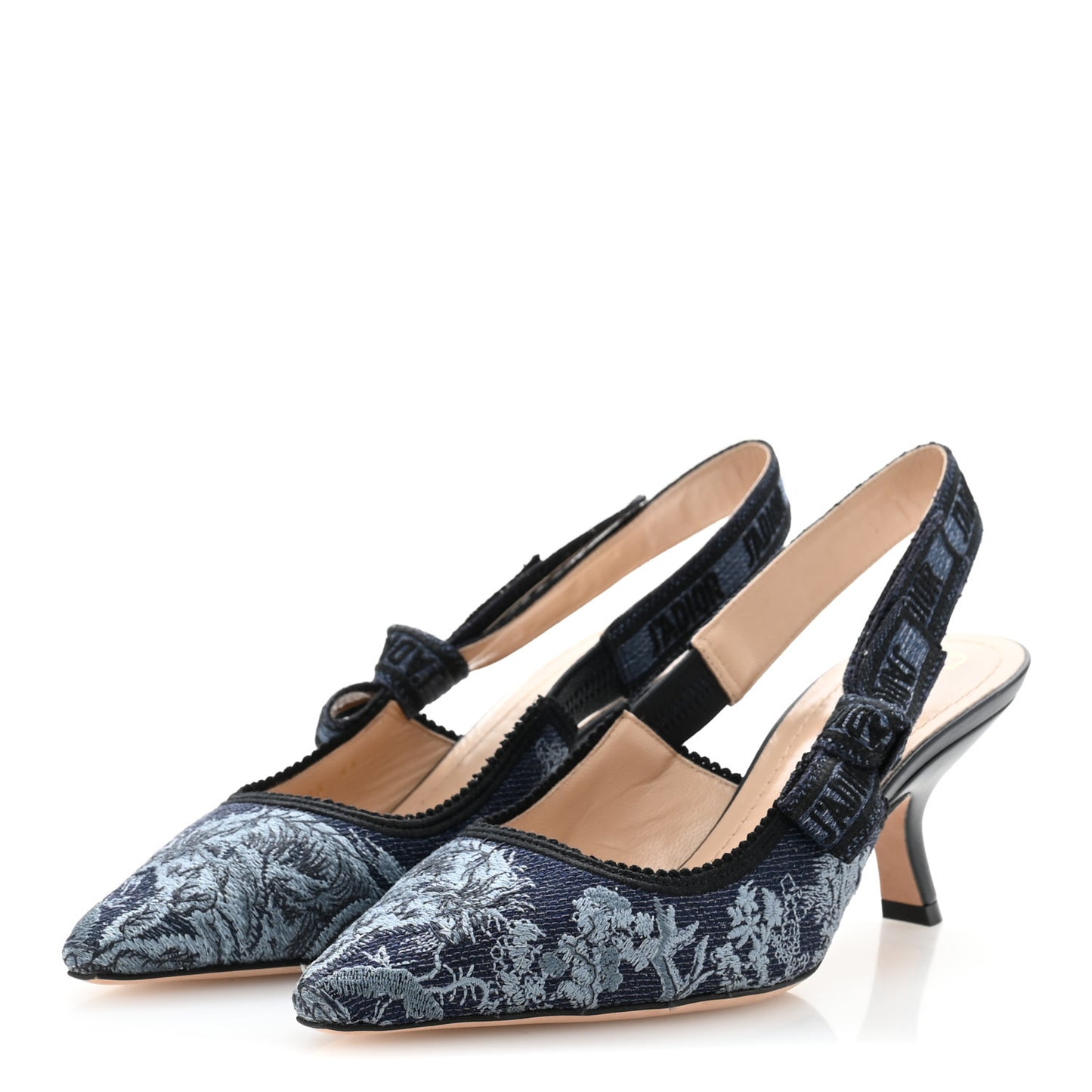 Denim Ribbon Floral Print J Adior Slingback 65mm Pumps 35 Blue Multicolor