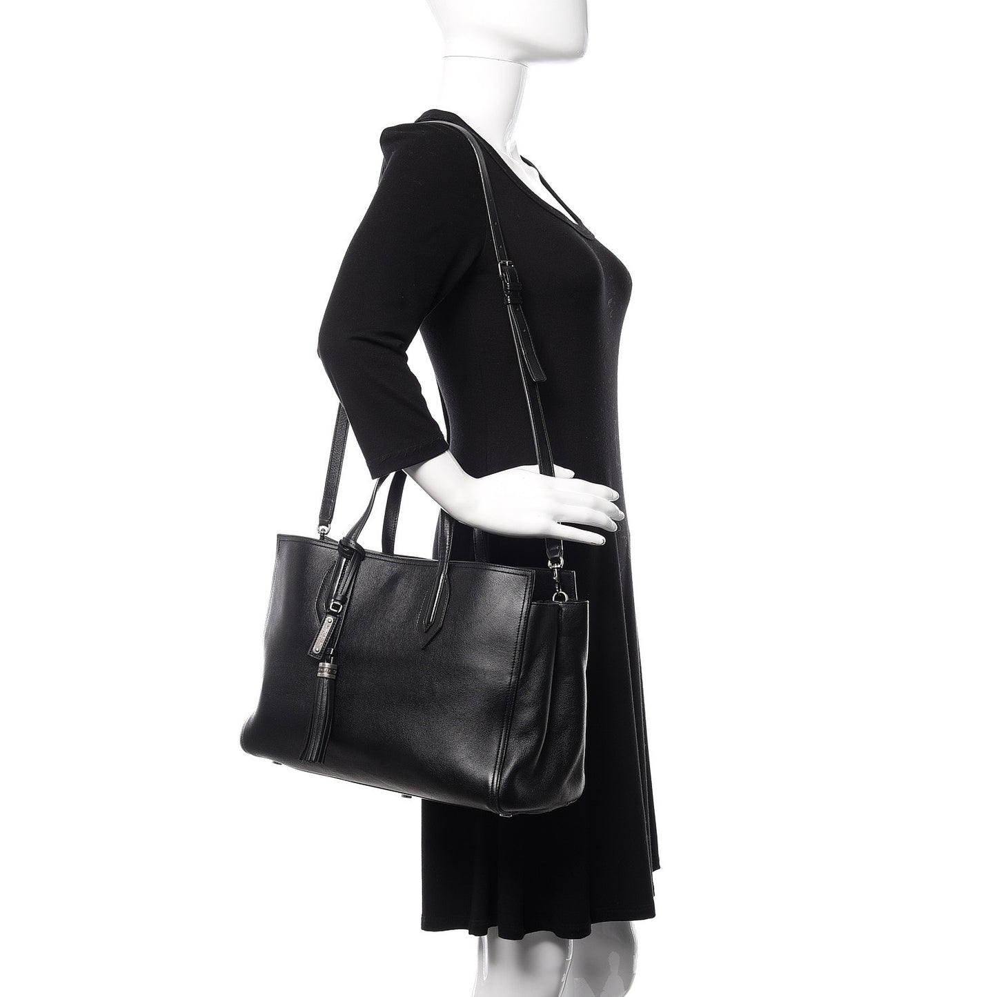 Calfskin Medium Amber Tote Black