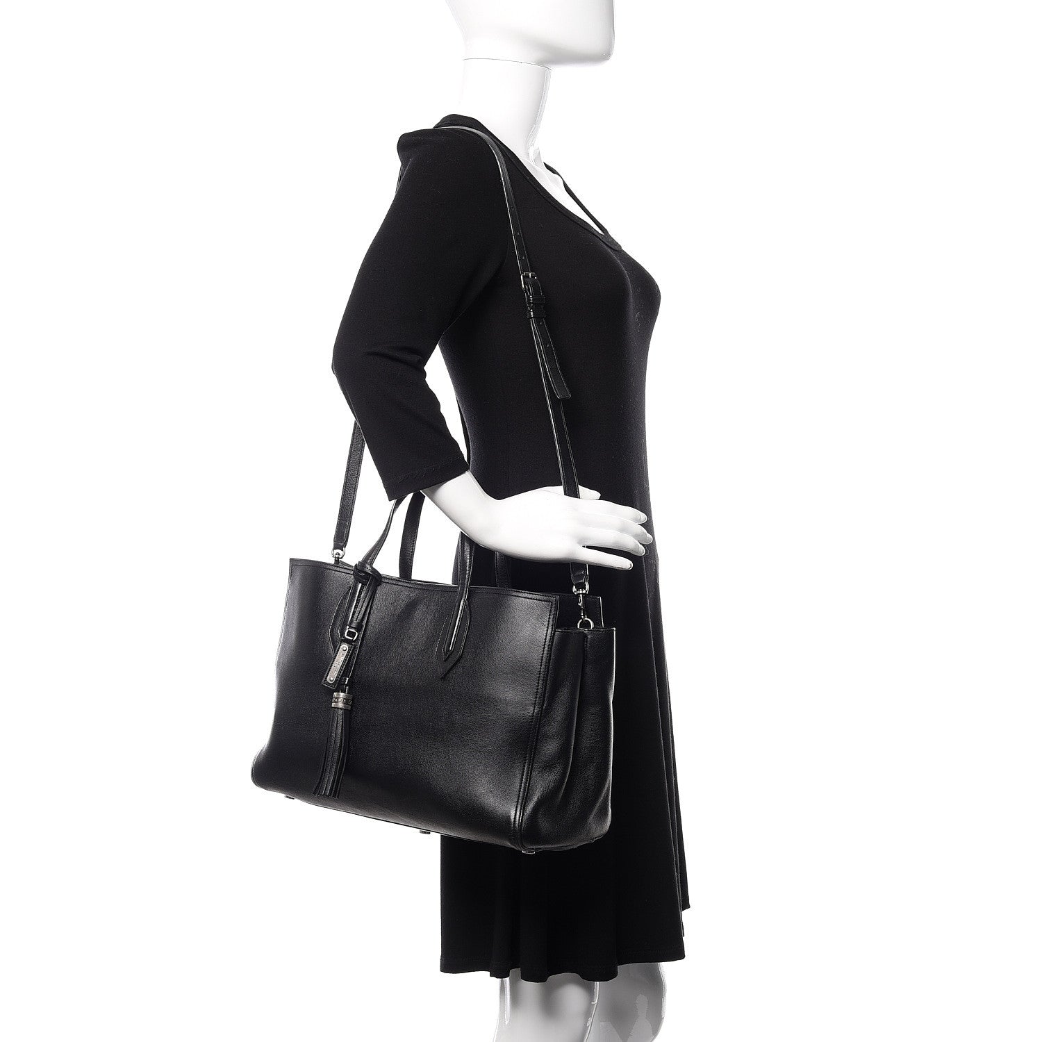 Saint Laurent Calfskin Medium Amber Tote Black 2 of 13