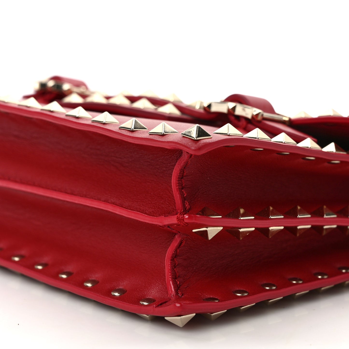 Calfskin Rockstud Flap Shoulder Bag Rosso Valentino