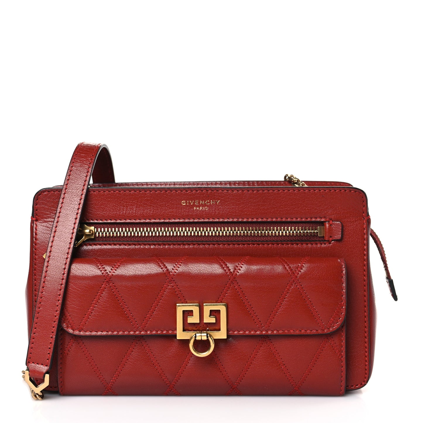 Goatskin Diamond Quilted Pocket Crossbody Terracotta