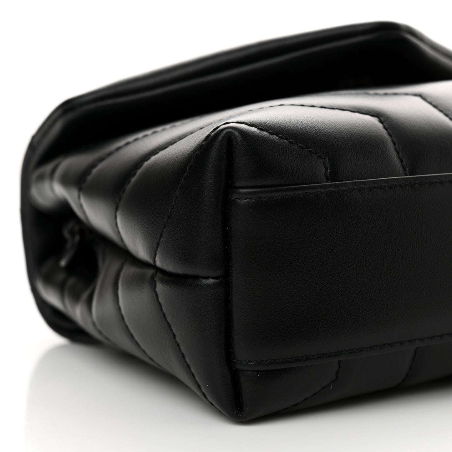 Calfskin Y Quilted Monogram Monochrome Toy Loulou Crossbody Bag Black