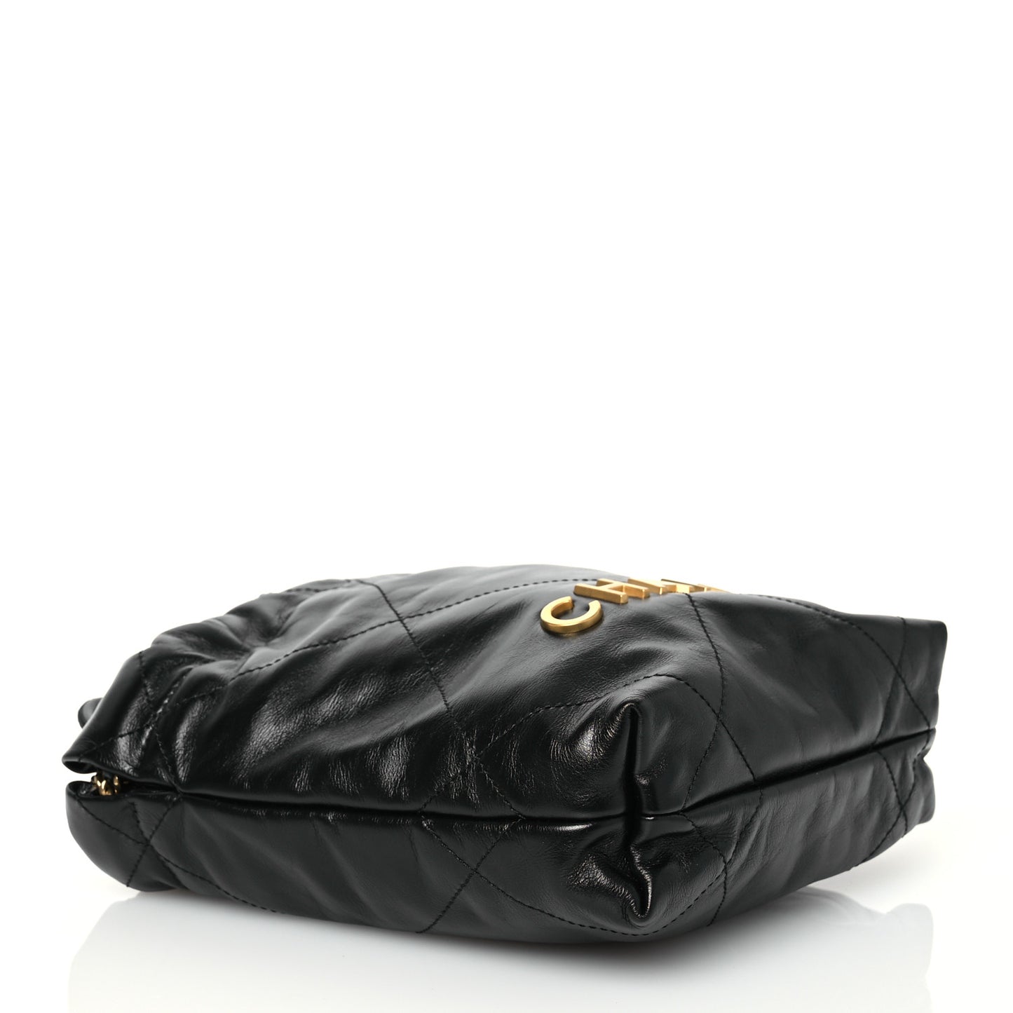 Shiny Calfskin Quilted Mini Chanel 22 Black