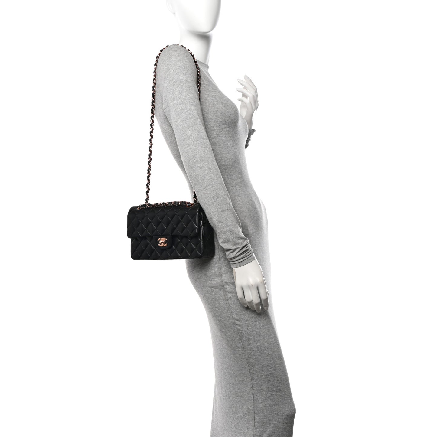 Lambskin Quilted Small Double Flap Black