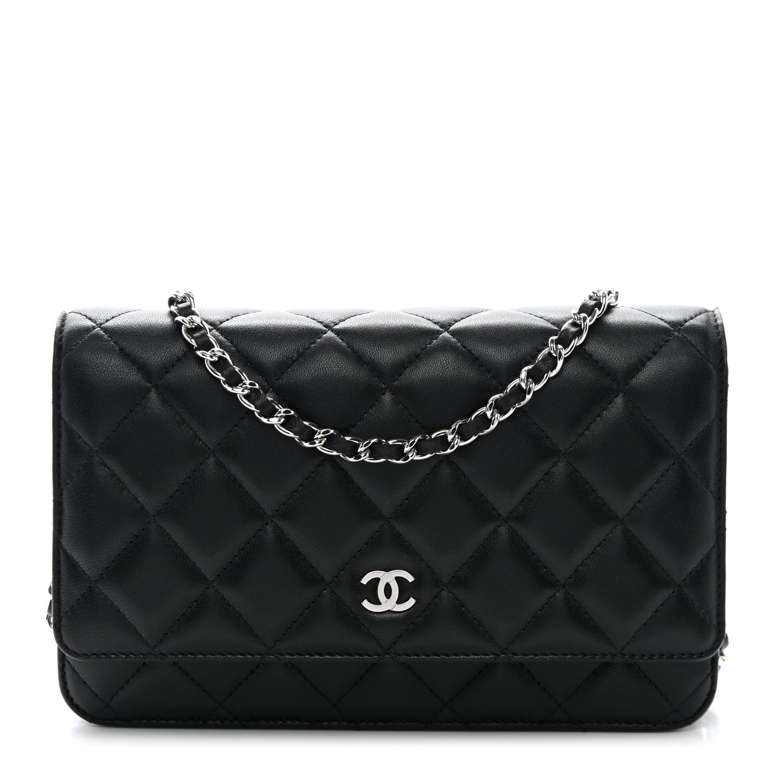 Chanel Lambskin Quilted Wallet On Chain WOC Black 1 of 13