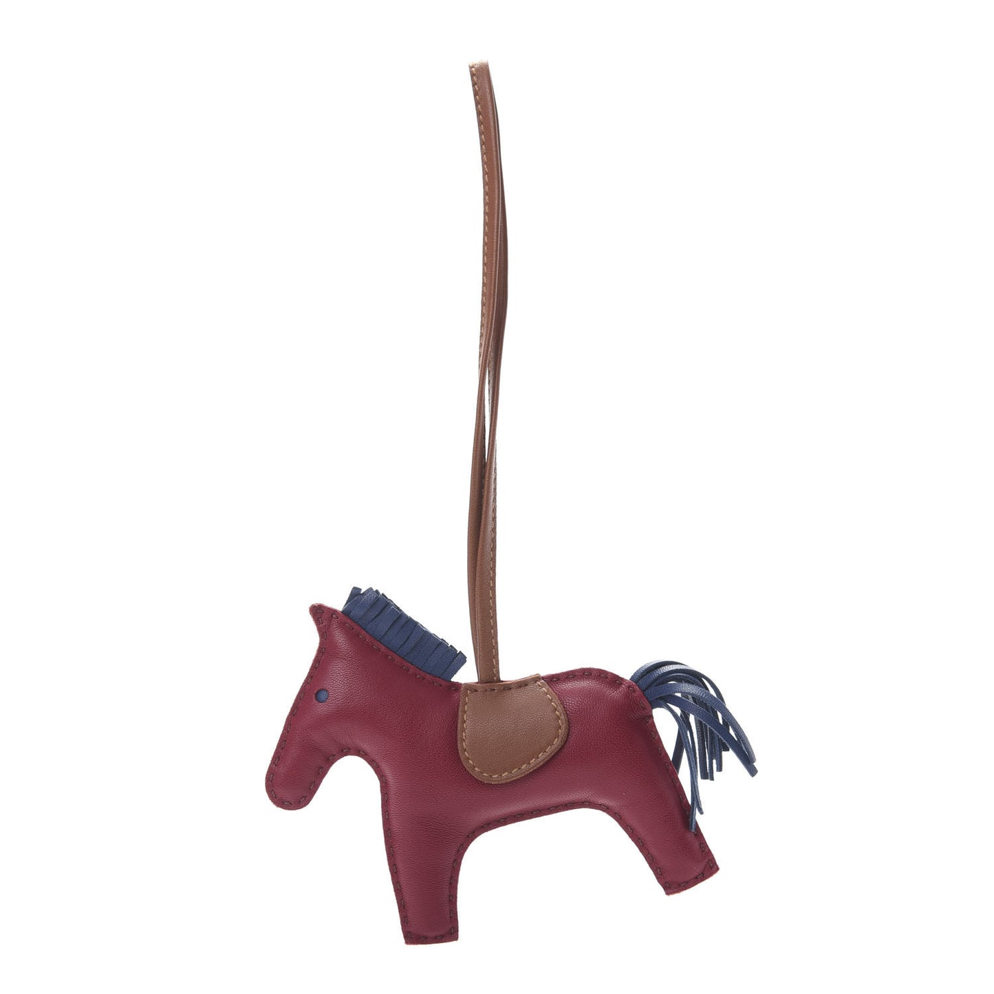 Milo Lambskin Grigri Rodeo Horse Bag Charm MM Rubis Bleu de Malte Fauve