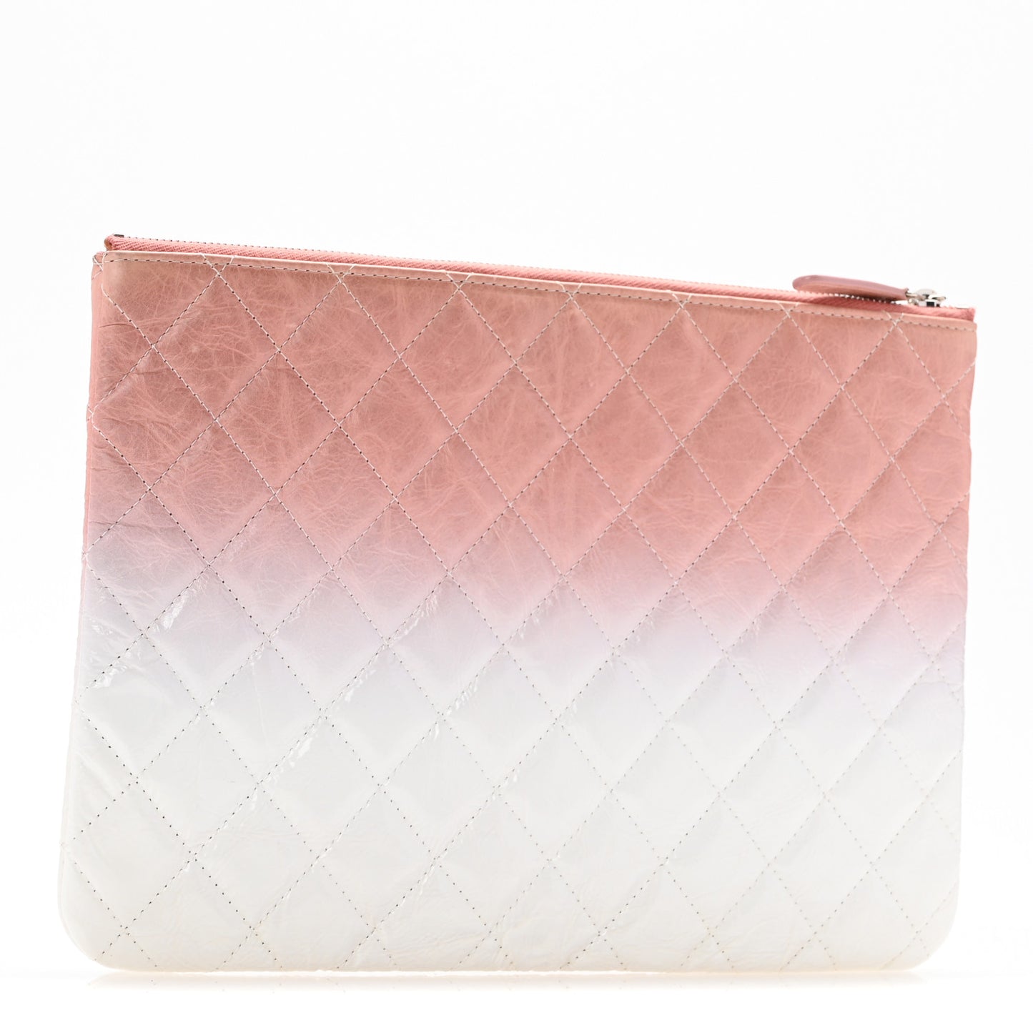 Ombre Patent Calfskin Quilted Medium Cosmetic Case Pink White