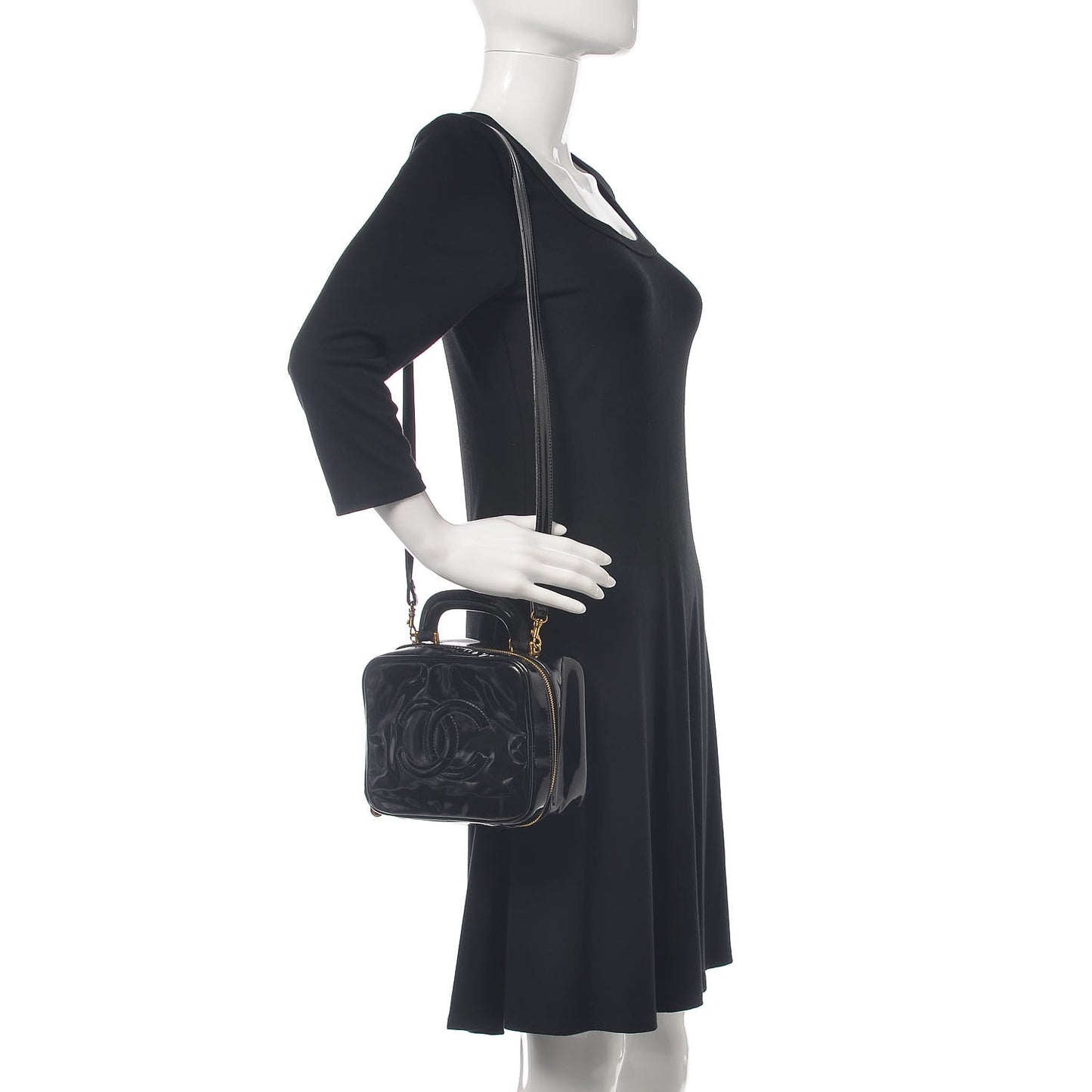 Patent CC Vanity Cosmetic Case Black