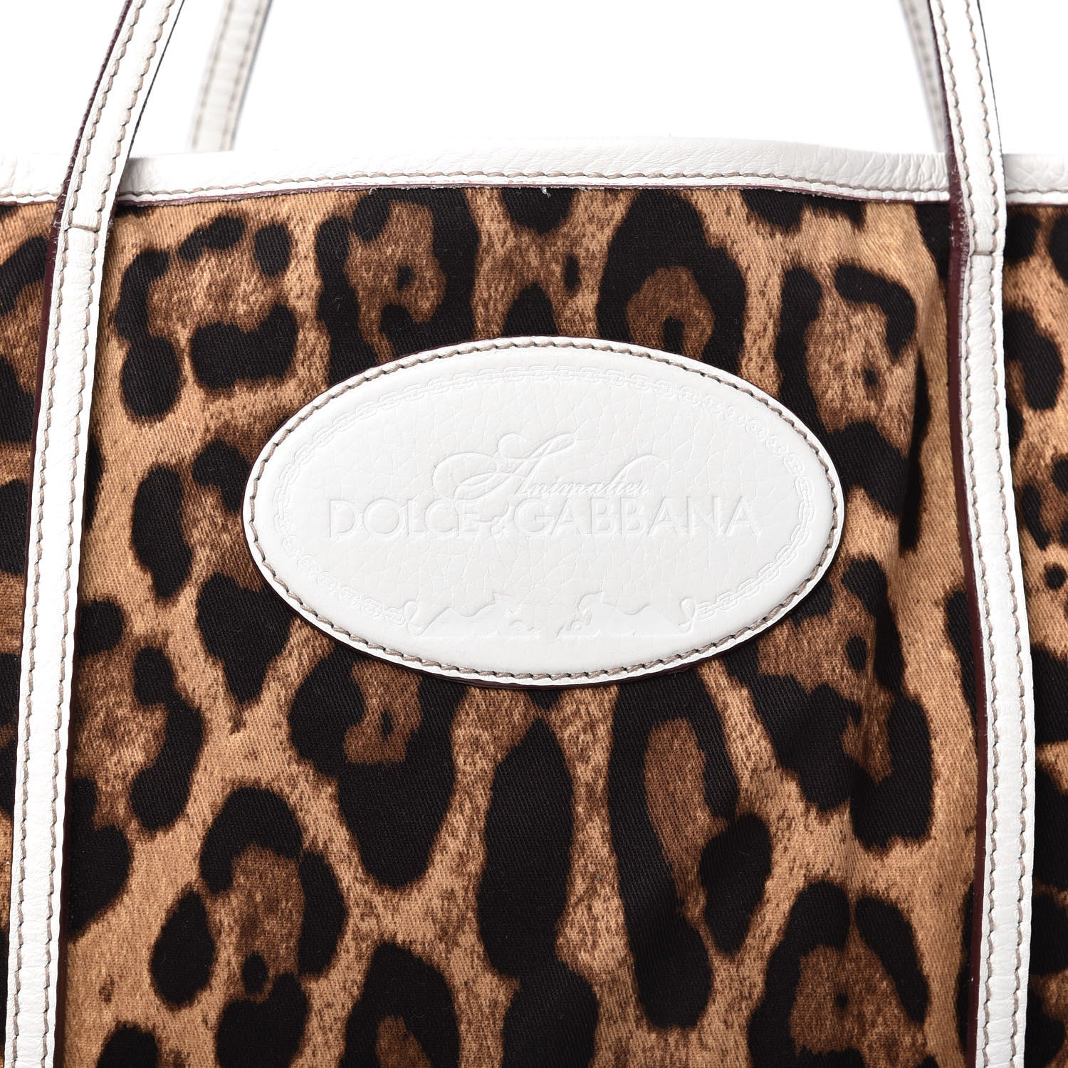 Dolce & Gabbana Canvas Leopard Print Medium Tote White 9 of 9