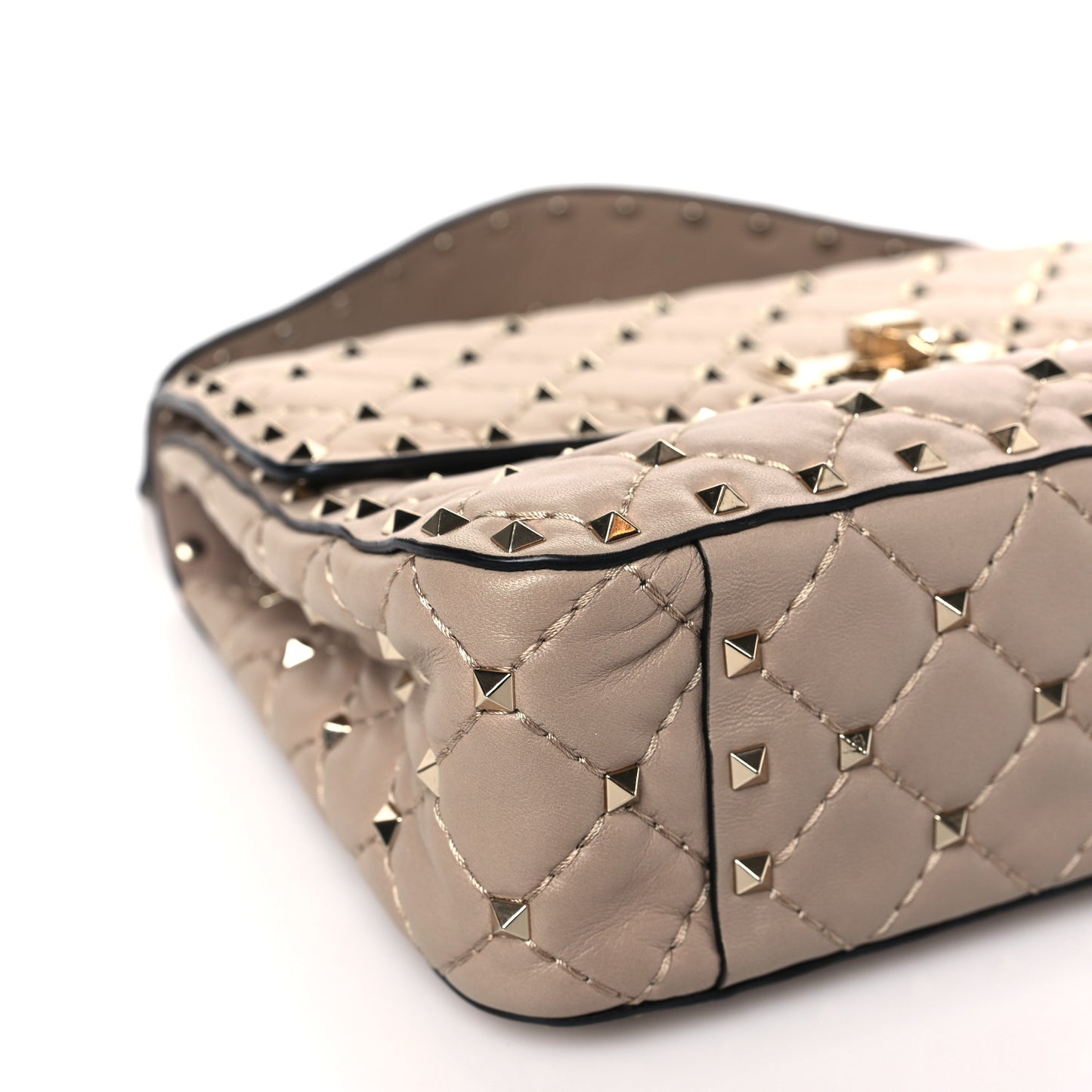 Lambskin Medium Rockstud Spike Shoulder Bag Poudre