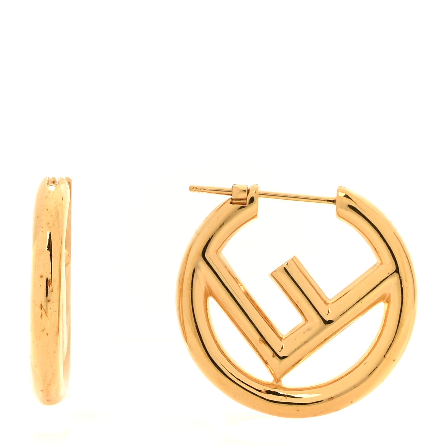 Fendi Metal FF Hoop Earrings Gold 1741291 – FASHIONPHILE