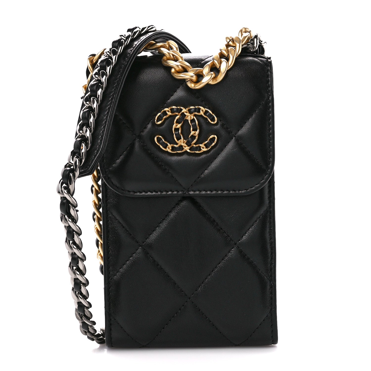 Chanel Lambskin Quilted Chanel 19 Phone Holder With Chain Black 1407911 – FASHIONPHILE Chanel Lambskin Quilted Chanel 19 Phone Holder With Chain Black 1407911 – FASHIONPHILE