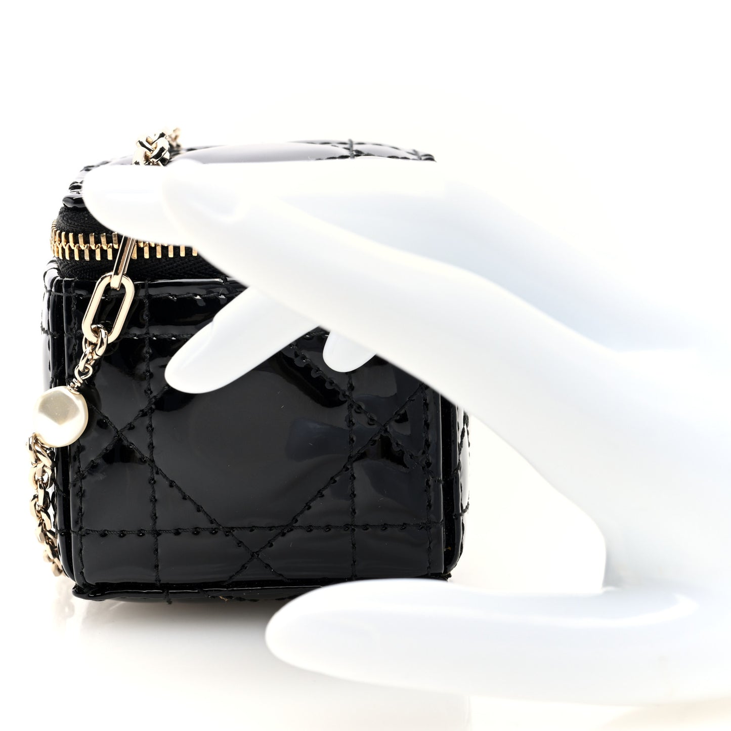 Patent Cannage Cube Wristlet Black