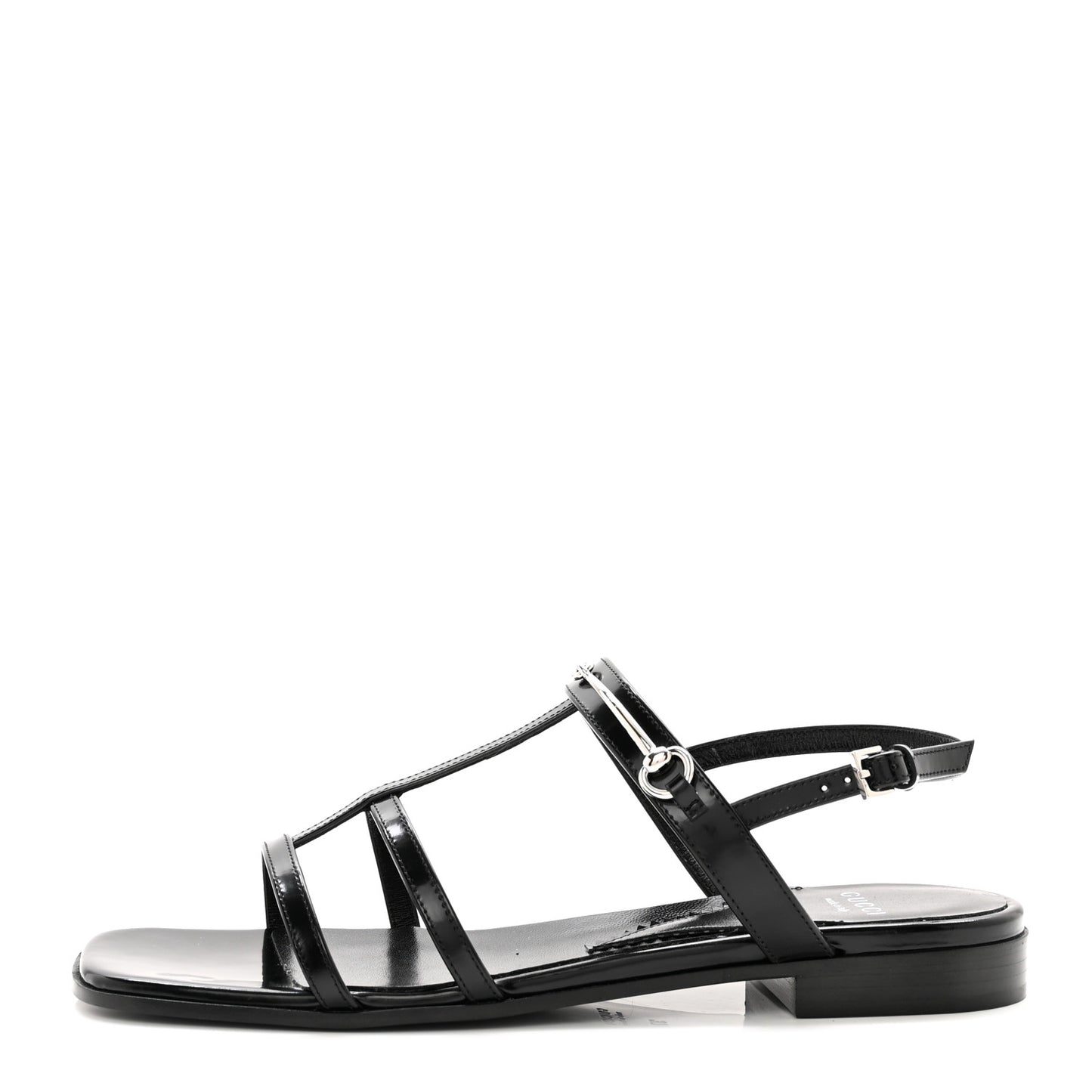 Calfskin Horsebit Divine Slingback Sandals 37 Black