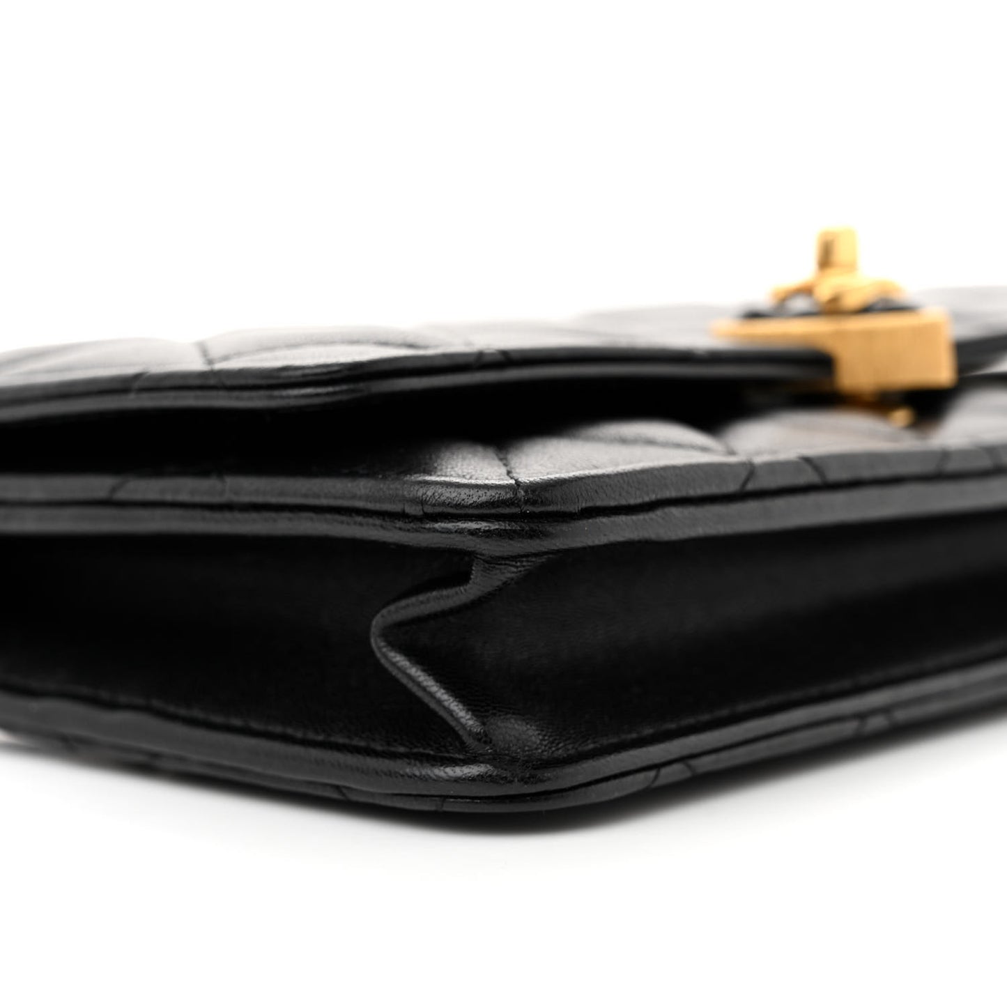 Lambskin Plexiglass Quilted Coco Love Wallet On Chain WOC Black