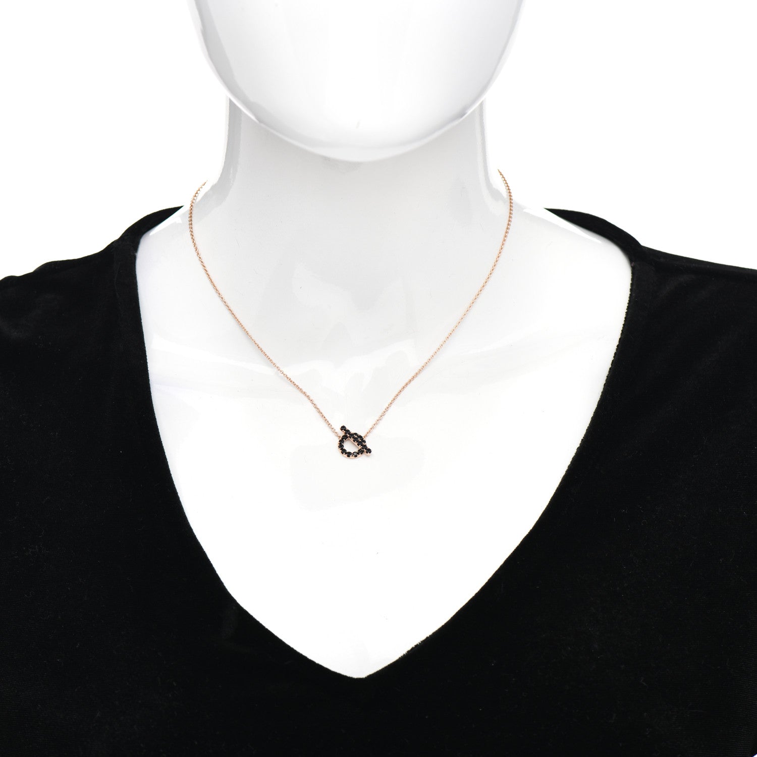 Hermes 18K Rose Gold Black Spinel Finesse Pendant Necklace 2 of 5