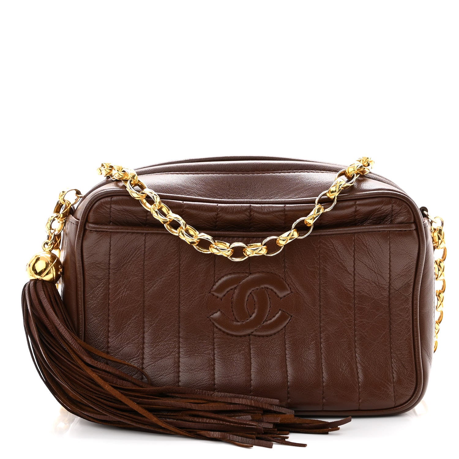 CHANEL ブラウン キルティング バッグ Chanel Shiny Aged Calfskin Quilted Nano Kelly Shopper Brown