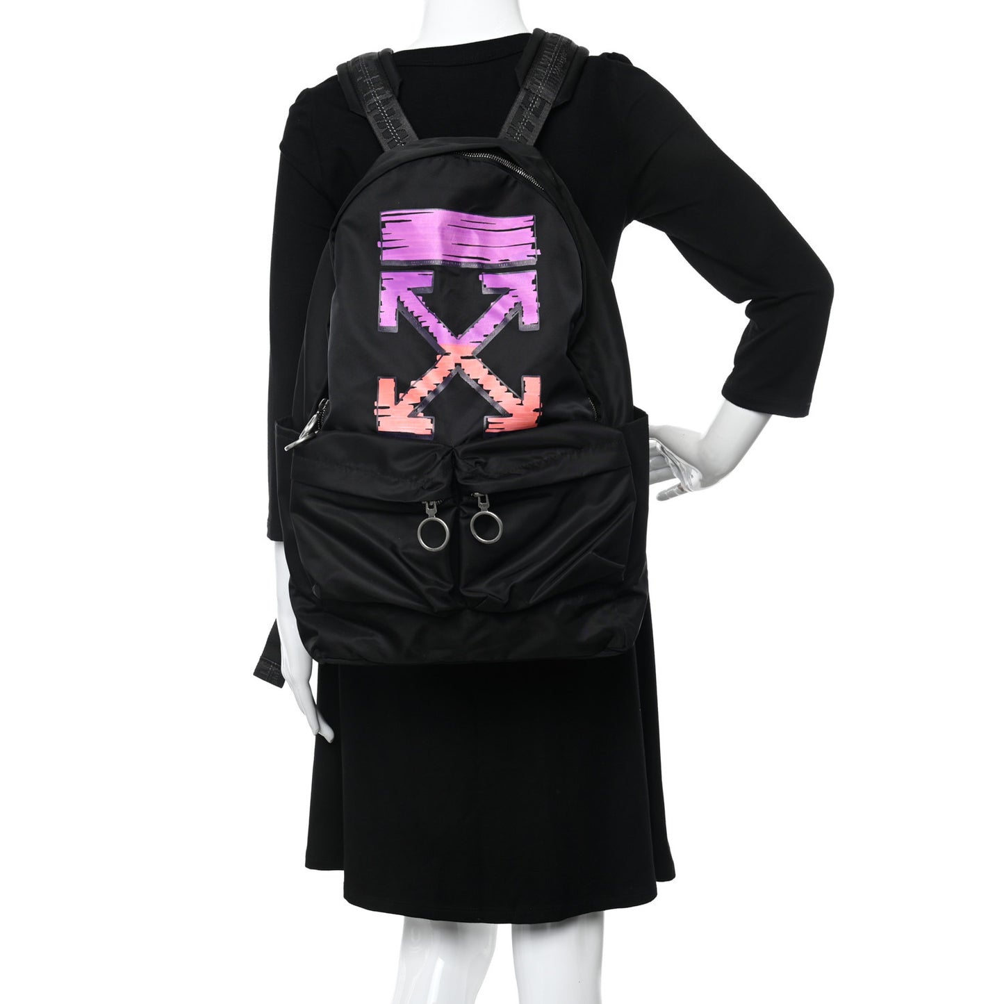 Canvas Logo Backpack Black Fuchsia