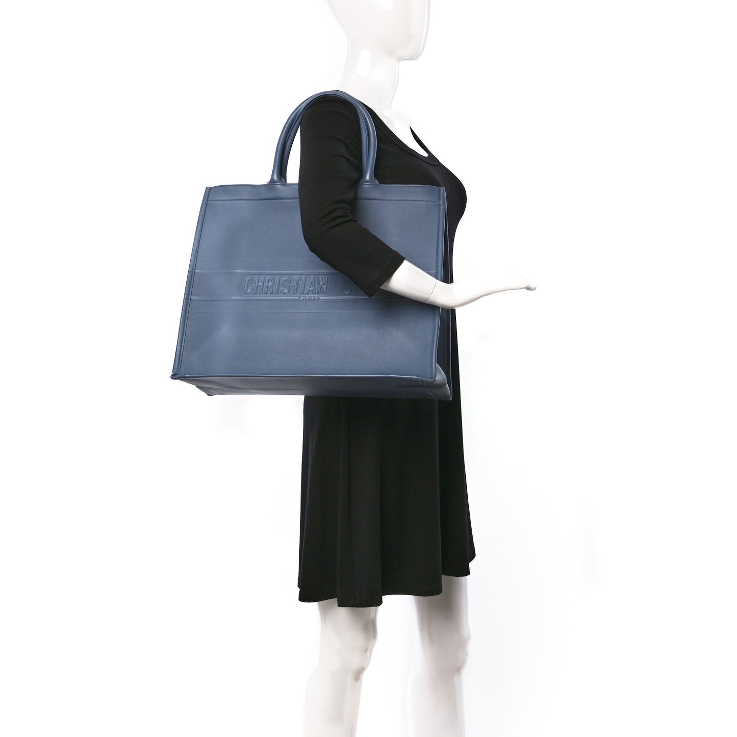 Calfskin Embossed Large Book Tote Blue
