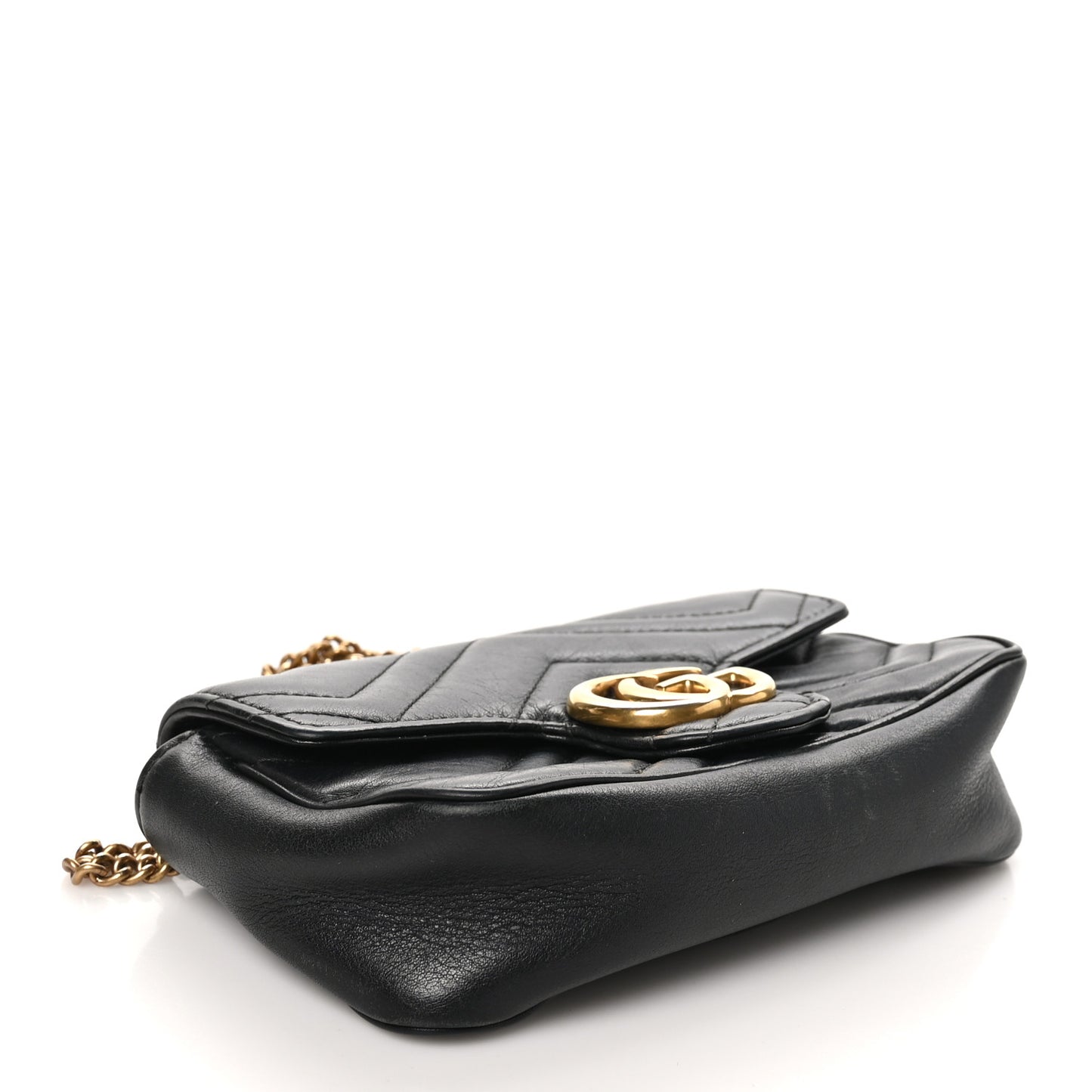 Calfskin Matelasse Super Mini GG Marmont Shoulder Bag Black