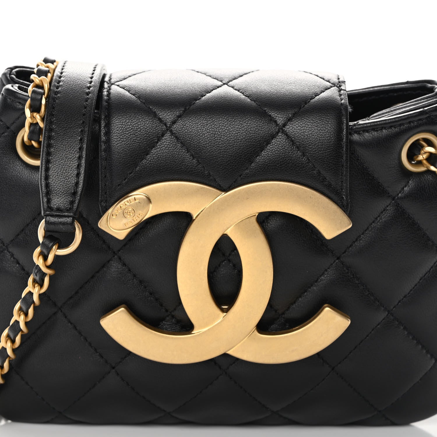 Chanel Lambskin Quilted Small Messenger Bag Black 7 of 9
