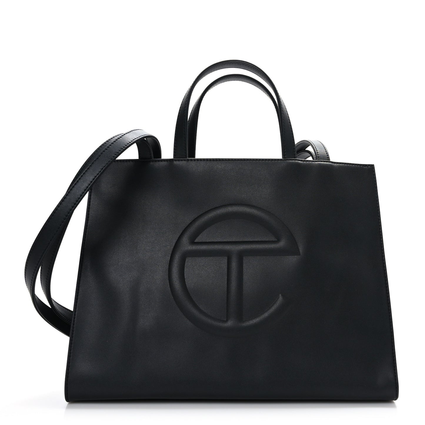 Vegan Leather Medium Shopping Bag Black