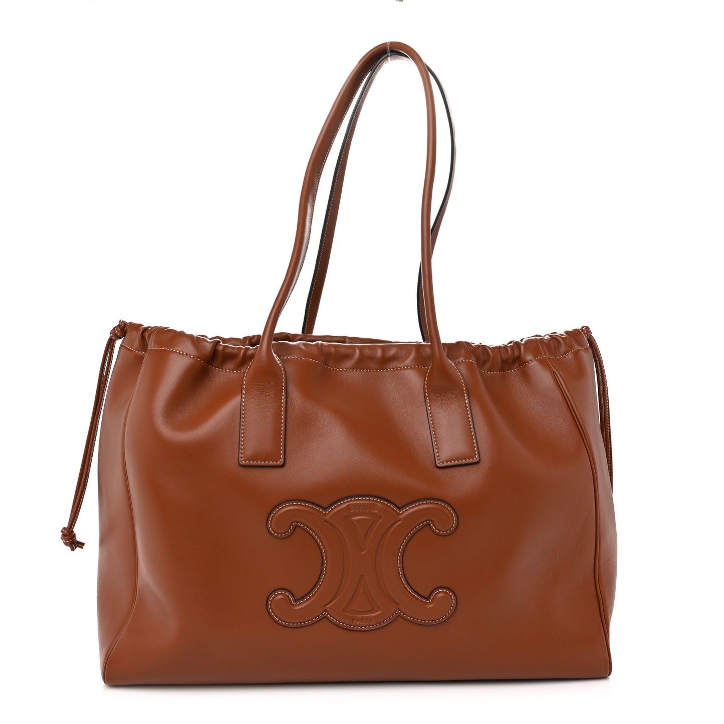 Smooth Calfskin Cuir Triomphe Cabas Drawstring Tan